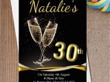 Black and Gold 30th Birthday Invitations 10 Personalised Black Gold Champagne Birthday Party