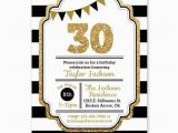 Black and Gold 30th Birthday Invitations 30th Birthday Invitation Black Gold Glitter Invitation