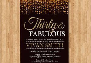 Black and Gold 30th Birthday Invitations 30th Birthday Invitation for Women Thirty and Fabulous
