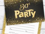 Black and Gold 30th Birthday Invitations Black and Gold Effect 30th Birthday Party Invitations