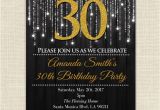 Black and Gold 30th Birthday Invitations Elegant 30th Birthday Party Gold and Black Glitter Lights