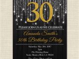 Black and Gold 30th Birthday Invitations Elegant 30th Birthday Party Gold and Black Glitter Lights