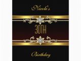 Black and Gold 30th Birthday Invitations Elegant Black Gold Jewel 30th Birthday Invitation Zazzle