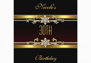 Black and Gold 30th Birthday Invitations Elegant Black Gold Jewel 30th Birthday Invitation Zazzle