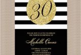 Black and Gold 30th Birthday Invitations Gold 30th Birthday Party Invitation Black and White by