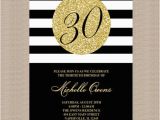Black and Gold 30th Birthday Invitations Gold 30th Birthday Party Invitation Black and White by