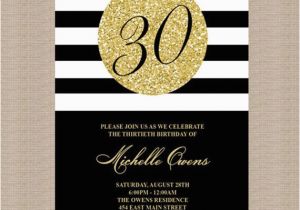 Black and Gold 30th Birthday Invitations Gold 30th Birthday Party Invitation Black and White by