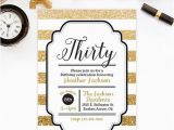 Black and Gold 30th Birthday Invitations Gold Glitter 30th Birthday Invitation Adult Birthday