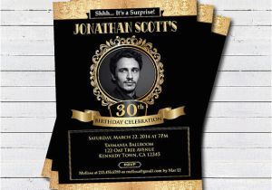 Black and Gold 30th Birthday Invitations Surprise 30th Birthday Photo Invitation Vintage Black Gold