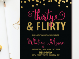 Black and Gold 30th Birthday Invitations Thirty Flirty 30th Birthday Party Invitation Black