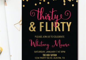 Black and Gold 30th Birthday Invitations Thirty Flirty 30th Birthday Party Invitation Black