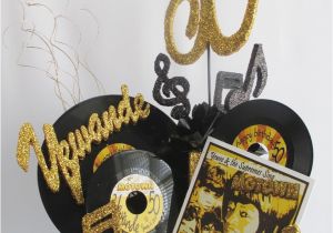 Black and Gold 50th Birthday Decorations Centerpieces Using Record Albums Black and Gold Motown