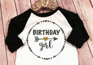 Black and Gold Birthday Girl Shirt Birthday Girl Black and Gold Sparkle Raglan Shirt Baby Raglan