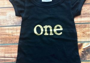 Black and Gold Birthday Girl Shirt One Year Old Birthday Shirt Black and Gold by Poshinpinkkids