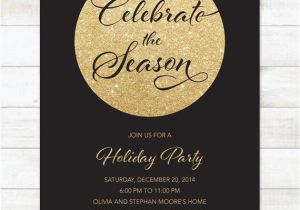 Black and Gold Birthday Invitations Free Black Gold Christmas Party Invitation Black Gold Glitter