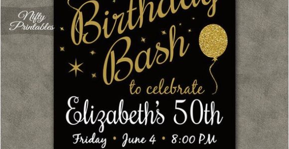 Black and Gold Birthday Invitations Free Printable Birthday Invitations Black Gold Glitter 20 21 30th