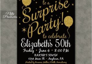Black and Gold Birthday Invitations Free Surprise Party Invitations Printable Black Gold Surprise