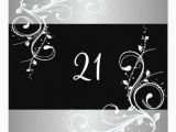 Black and Silver 21st Birthday Decorations 21st Birthday Party Black Silver White Floral Invitation