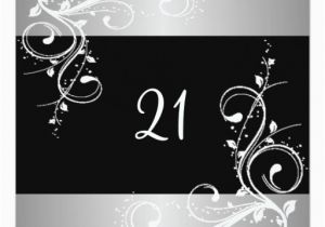 Black and Silver 21st Birthday Decorations 21st Birthday Party Black Silver White Floral Invitation