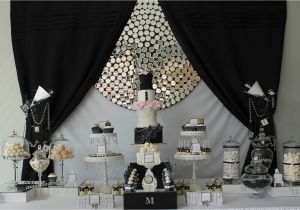 Black and Silver 21st Birthday Decorations events by Nat Runway Catwalk Black White Dessert Table