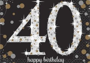 Black and Silver 40th Birthday Decorations 16 X Black Age 40 Napkins Black Gold Silver 40th Birthday