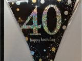 Black and Silver 40th Birthday Decorations 40th Birthday Pennant Flag Banner Black Silver Gold Party