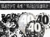 Black and Silver 40th Birthday Decorations Black Silver Glitz 40th Birthday Banner Party Decoration