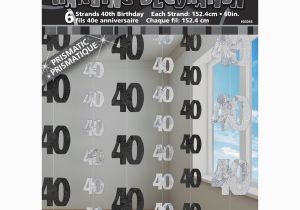 Black and Silver 40th Birthday Decorations Black Silver Glitz 40th Birthday Hanging Decorations 6pk