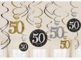 Black and Silver 50th Birthday Decorations 12 X 50th Birthday Hanging Swirls Black Silver Gold Party