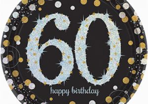 Black and Silver 60th Birthday Decorations 8 Gold Celebration Age 60 Paper Plates Silver Gold Black