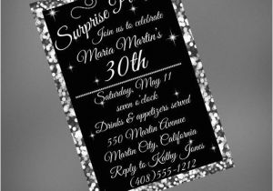 Black and Silver Birthday Invitations 30th Birthday Invitation 30th Black and Silver Invitation