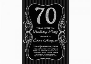 Black and Silver Birthday Invitations 70th Birthday Invitations Black Silver Glitter 70 Bday