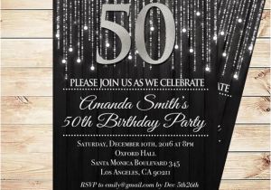 Black and Silver Birthday Invitations Black and Silver 50th Birthday Invitations by