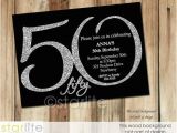 Black and Silver Birthday Invitations Black Silver Glitter 50th Birthday Invitation Modern