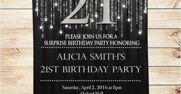 Black and Silver Birthday Invitations Items Similar to Elegant Black and Silver 21st Birthday