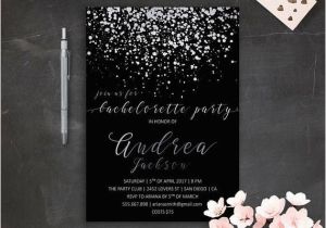 Black and Silver Birthday Invitations Silver Black Bachelorette Invitation Printable Silver