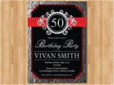 Black and Silver Birthday Invitations Silver Black Red Birthday Party Invitation Chalkboard Adult