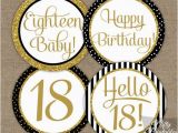Black and White 18th Birthday Decorations 18th Birthday Cupcake toppers Black Gold Glitter 18th