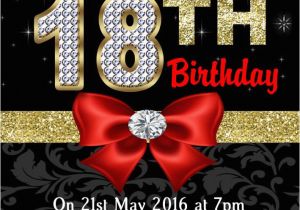 Black and White 18th Birthday Decorations Red Black Gold Diamond 18th Birthday Party Invitations