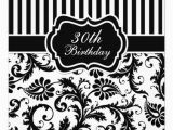Black and White 30th Birthday Invitations Black and White Floral Stripe 30th Birthday Invite 13 Cm X
