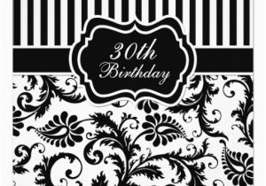 Black and White 30th Birthday Invitations Black and White Floral Stripe 30th Birthday Invite 13 Cm X