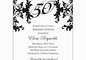 Black and White 50th Birthday Invitations Black and White Decorative Framed 50th Birthday