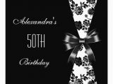 Black and White 50th Birthday Invitations Damask Black White 50th Birthday Invitation Floral 5 25