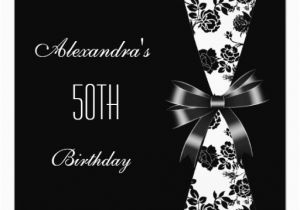 Black and White 50th Birthday Invitations Damask Black White 50th Birthday Invitation Floral 5 25