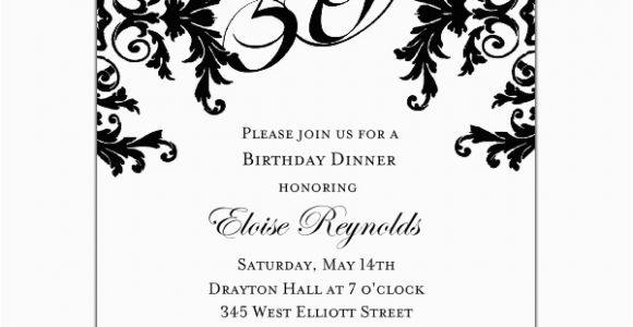 Black and White 50th Birthday Party Invitations Black and White Decorative Framed 50th Birthday