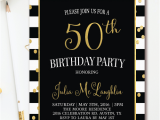 Black and White 50th Birthday Party Invitations Black White Stripe Birthday Invitation Gold Confetti