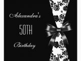 Black and White 50th Birthday Party Invitations Damask Black White 50th Birthday Invitation Floral 5 25