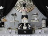 Black and White Decorations for Birthday Party events by Nat Runway Catwalk Black White Dessert Table