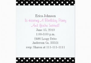 Black and White Polka Dot Birthday Invitations Black and White Polka Dot Print Party Invitation Zazzle
