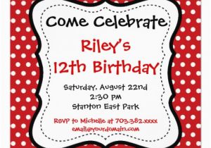 Black and White Polka Dot Birthday Invitations Red Black Polka Dots Birthday Party Invitations Zazzle
